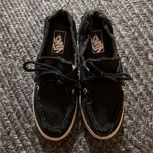 Vans Zapato Del Barco Black Boat Shoes Canvas Sneakers
